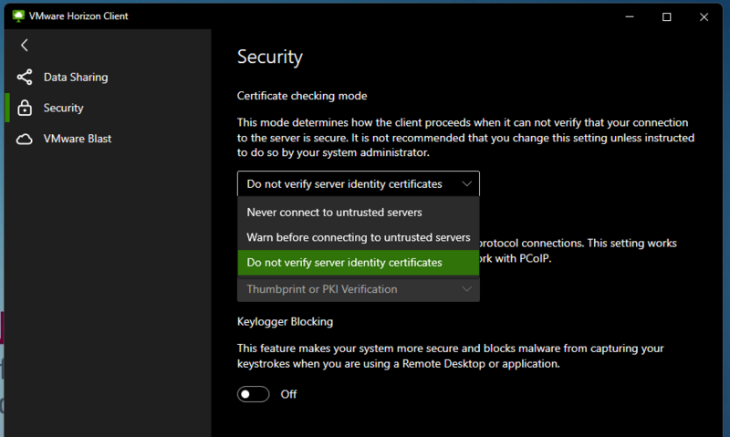 File:Horizon Client Certificate Selection Dropdown.png